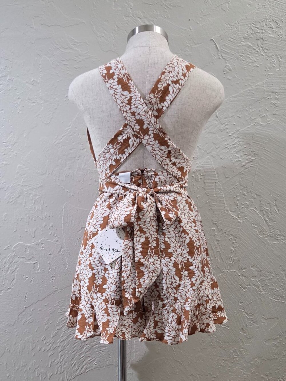 Brown And White Tie Romper - Picture 2 of 3